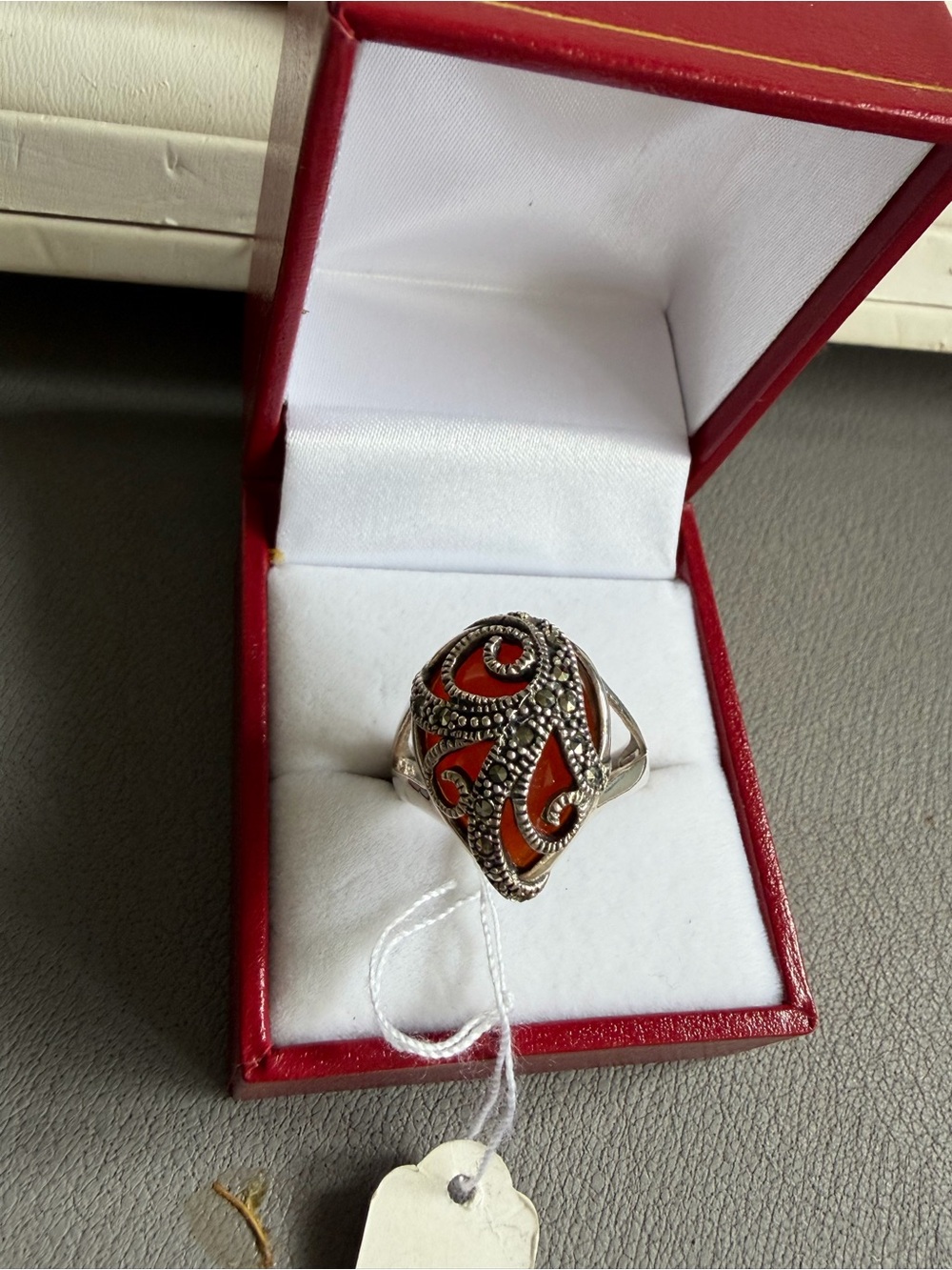 Sterling Silver Carnelian Filigree Ring